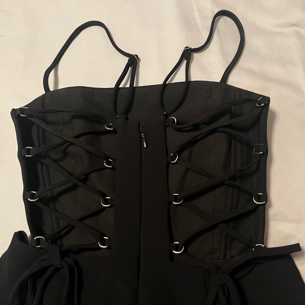 LIKE NEW - BCBG Maxazria Black (XS) Esmee Lace-Up Jumpsuit